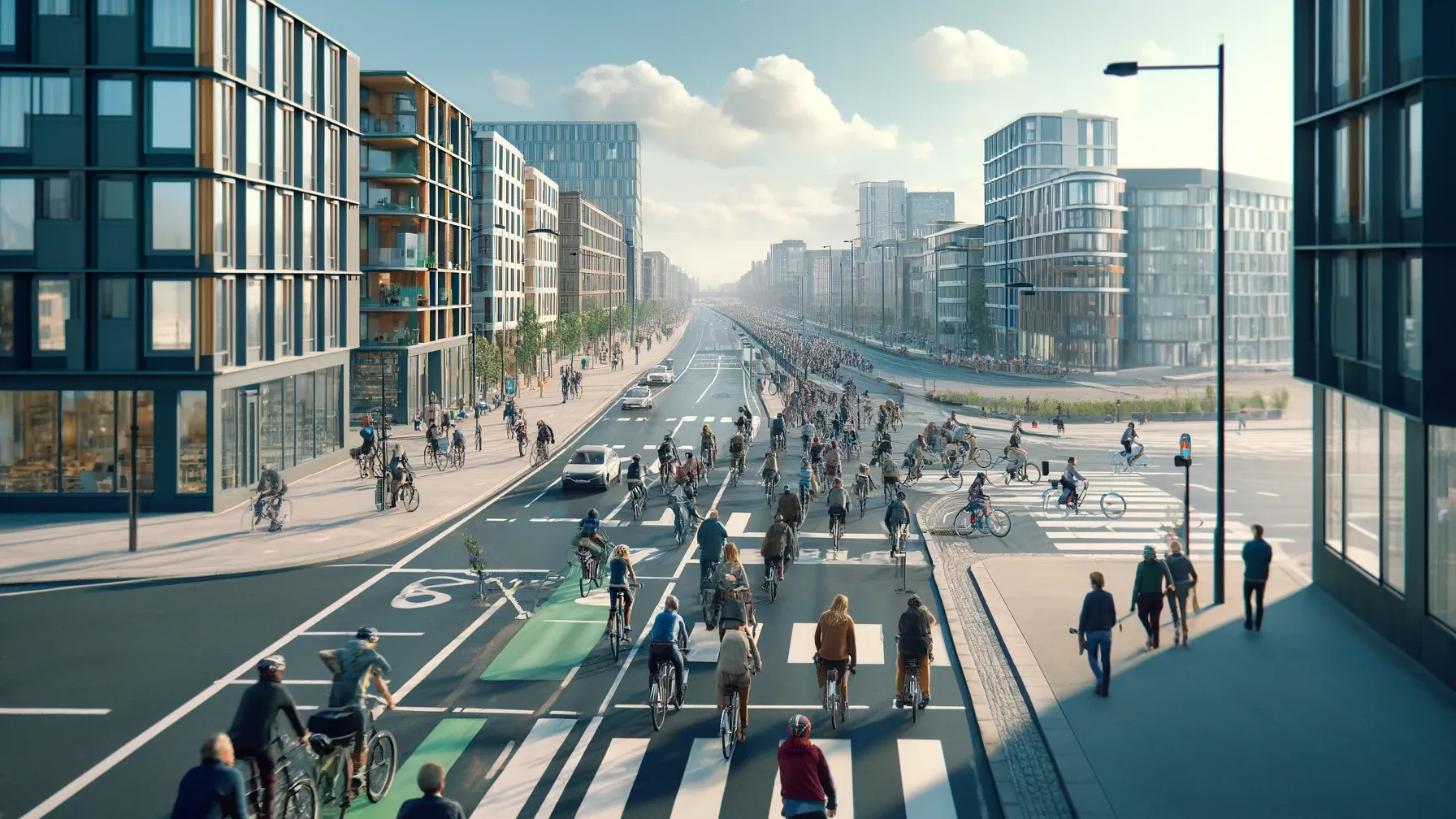  Scene in Copenhagen featuring the city's extensive cycling infrastructur