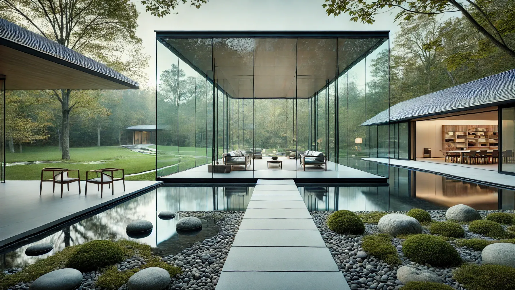 The Glass House in New Canaan, Connecticut, inspired by Zen principles