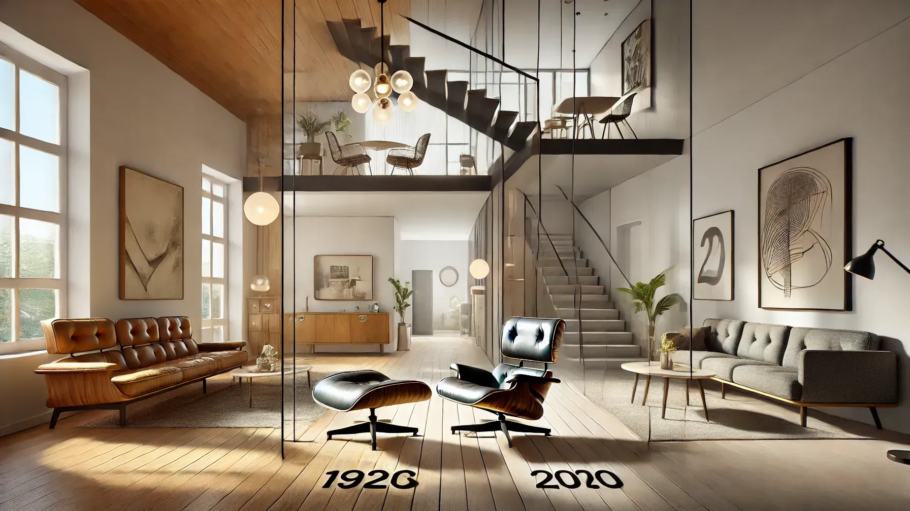 depicting the evolution of interior design through the 20th century 